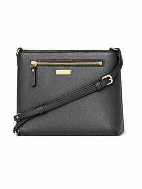 Kate Spade Black Coated Leather Crossbody Bag with Gold Hardware